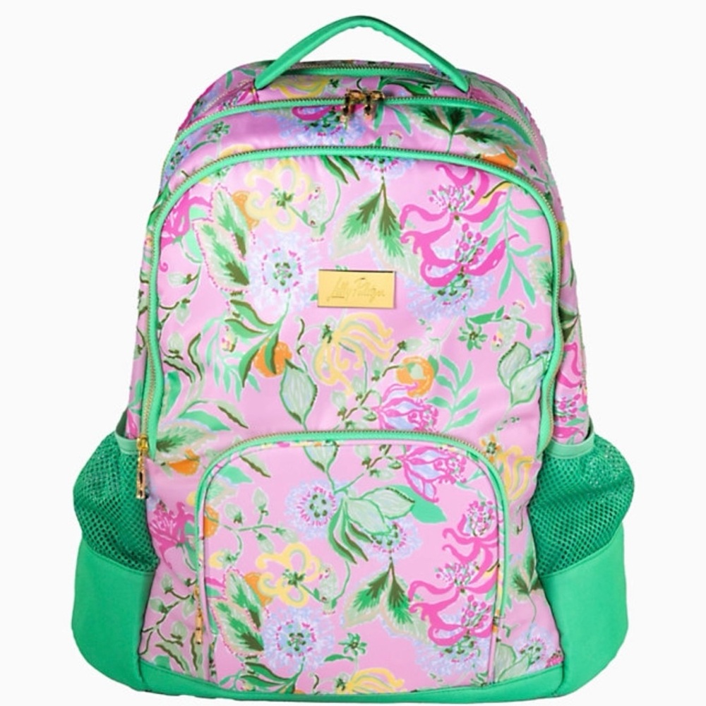 NWT Lilly Pulitzer Large Printed Backpack Multi Via Amore Spritzer Home 19”x 12”